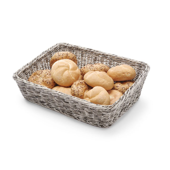 Hendi broodmand 400x300x90/120 mm stone wash – grote kunststof mand voor brood op buffet