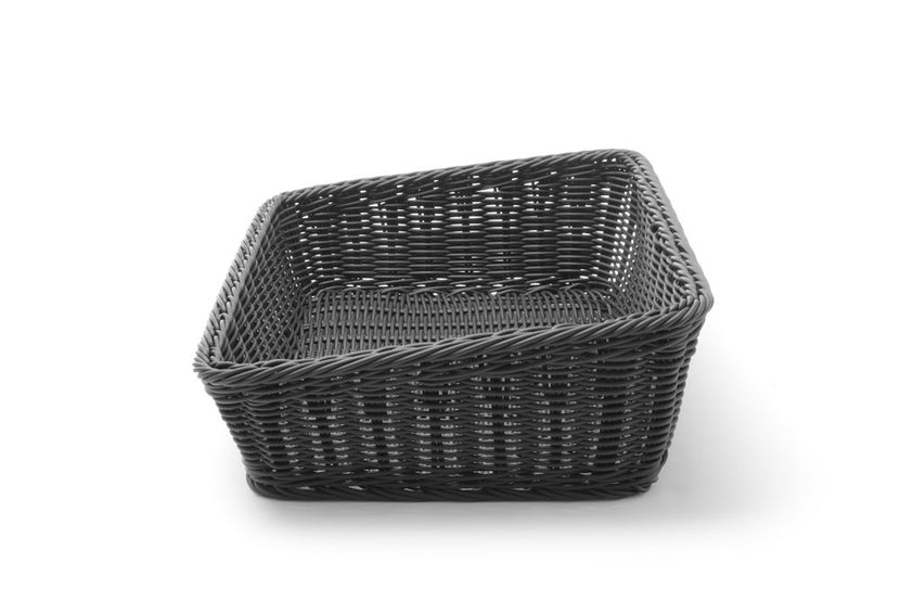 Hendi grote zwarte broodmand 400x300 mm – schuine buffetmand voor brood en broodjes