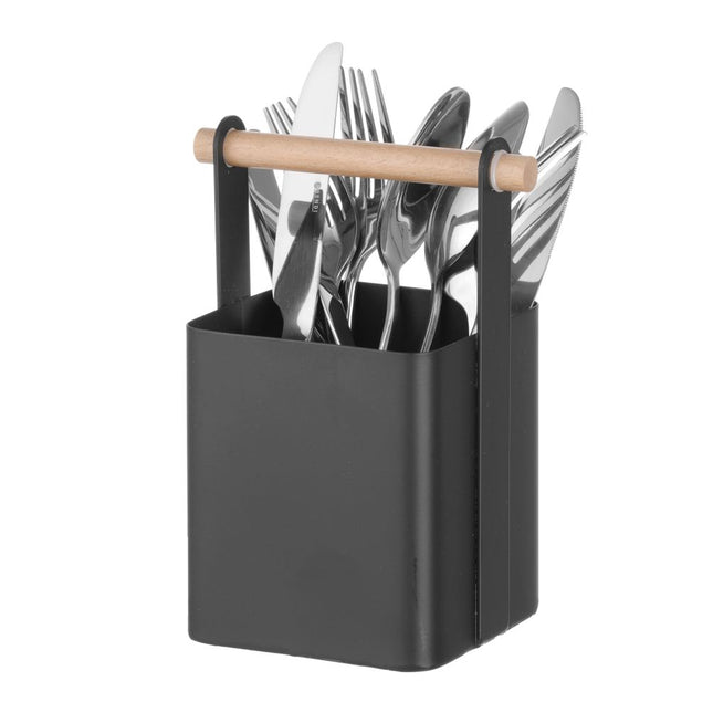 Hendi bestekhouder zwart – compacte caddy voor bestek op buffet en cateringtafel