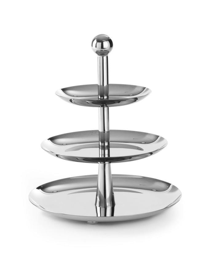 Hendi etagere RVS met 3 plateaus 166-220-268x320 mm – serveerstandaard voor high tea en buffet