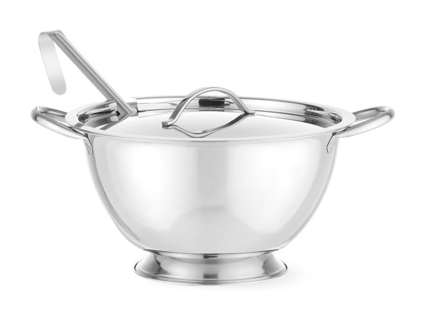 Hendi soepterrine RVS 3 liter met deksel en lepel – buffetterrine voor soep in restaurant