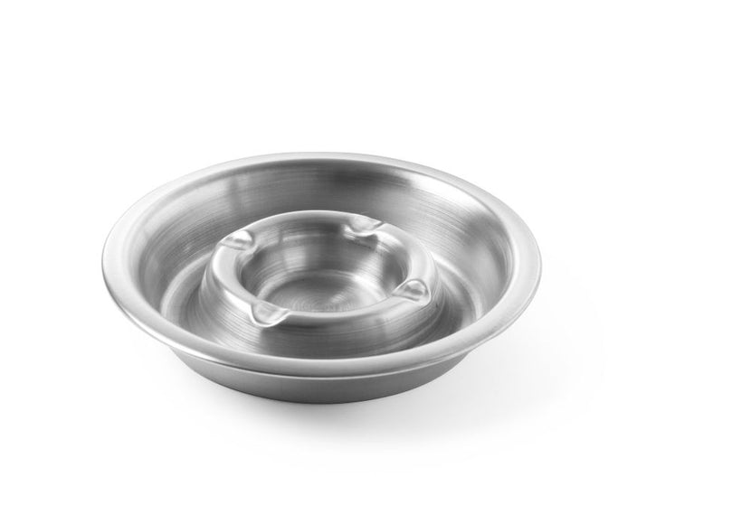 Hendi asbak met vuurrand RVS Ø140x30 mm – roestvrijstalen asbak voor terras, bar en café
