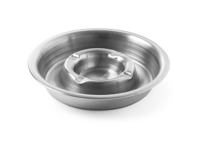 Hendi asbak met vuurrand RVS Ø160x30 mm – grote roestvrijstalen asbak voor terras en café