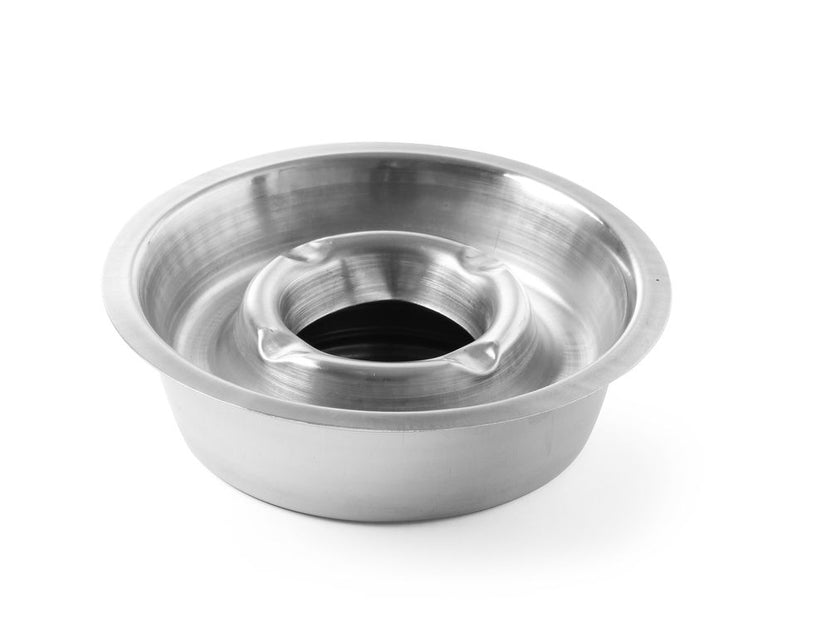 Hendi asbak met onderbak RVS Ø140x40 mm – tweedelige roestvrijstalen asbak voor terras en bar