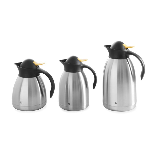 Hendi isoleerkan 2 liter geel RVS/PP – grote dubbelwandige thermoskan voor decaf op buffet