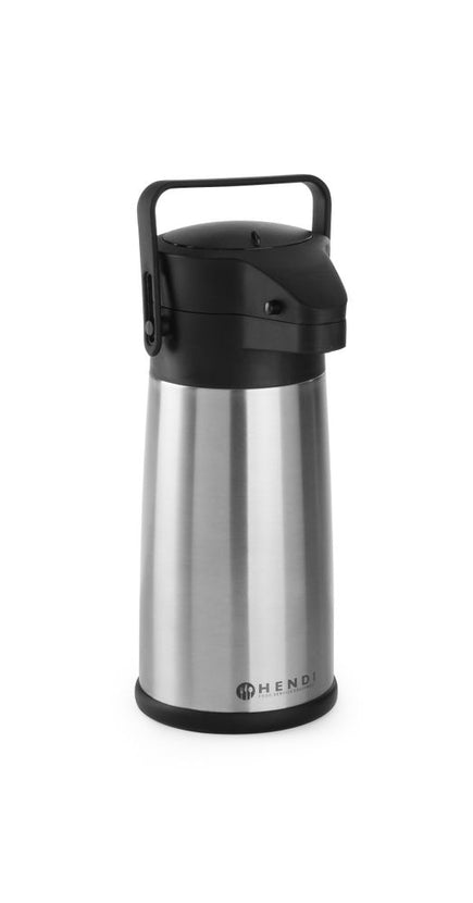 Hendi airpot RVS/PP 2,2 liter met druksysteem – thermoskan voor koffie op buffet en catering
