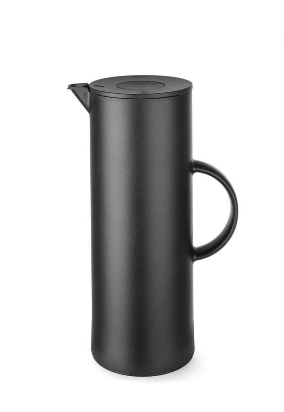 Hendi isoleerkan zwart 1 liter PP met drukknop – lichte thermoskan voor koffie in de horeca