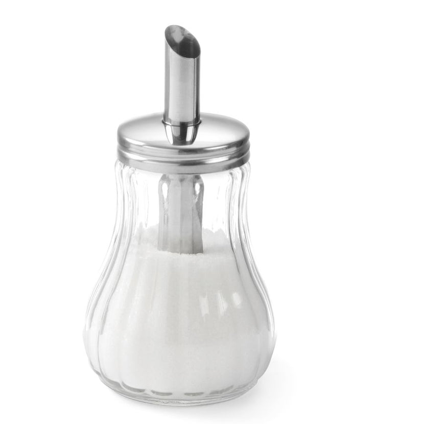 Hendi suikerstrooier glas met RVS tuit 0,2 l 80x140 mm – strooier voor café en bakkerij