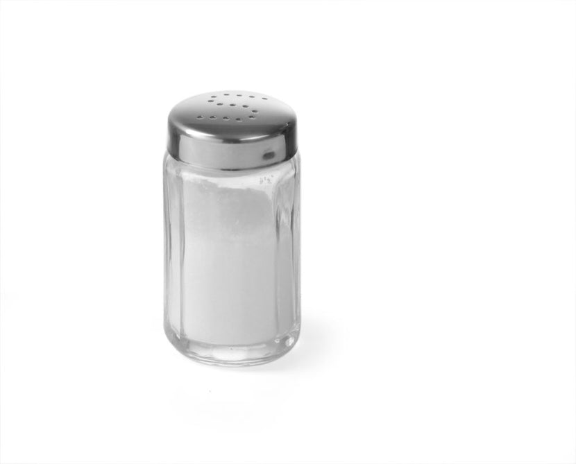 Hendi zoutstrooiers glas 40x70 mm met RVS dop set van 6 – handige tafelstrooiers voor de horeca