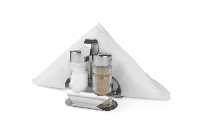 Hendi menage 3-delig Luxe met peper, zout en servethouder – complete tafelset voor de horeca