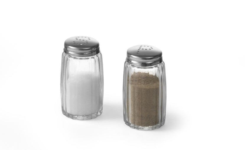 Hendi peper- en zoutstrooierset glas met RVS dop – klassieke tafelstrooiers voor restaurant