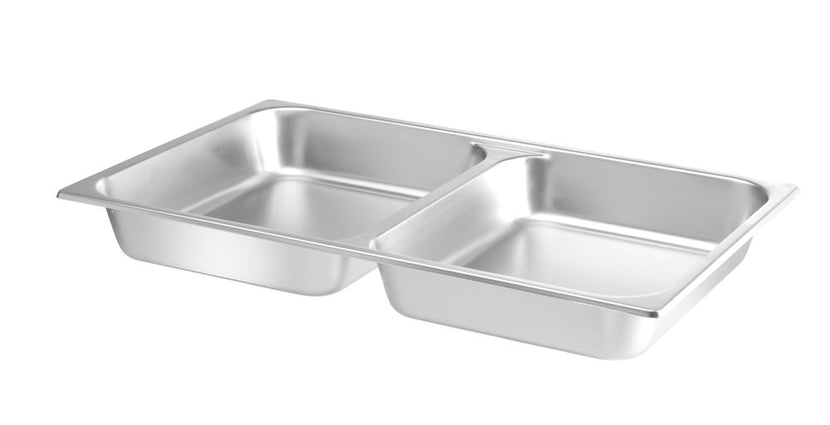 Hendi gastronormbak GN 1/1 65 mm 2 vaks – RVS bak met twee compartimenten voor het buffet