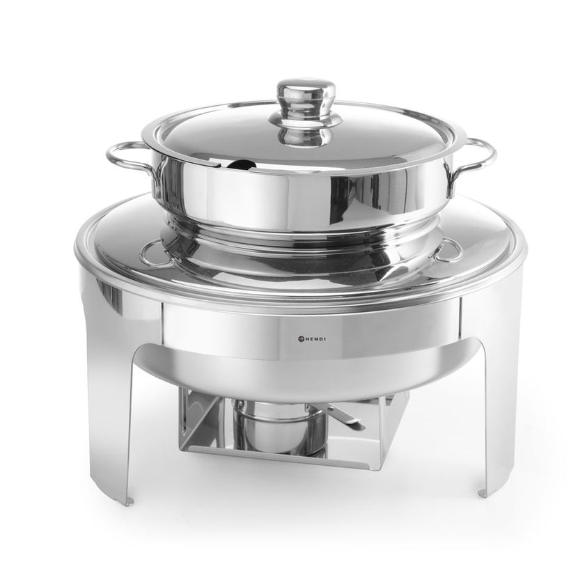 Hendi soep chafing dish hoogglans 10 liter – ronde warmhoudpan voor soep op buffet en catering
