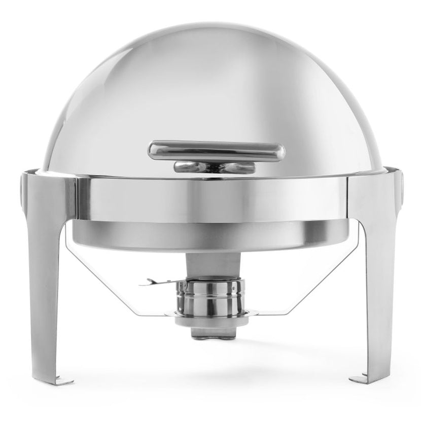 Hendi chafing dish rolltop rond 5,6 liter RVS – ronde buffetwarmer met rolkap voor soep en curry