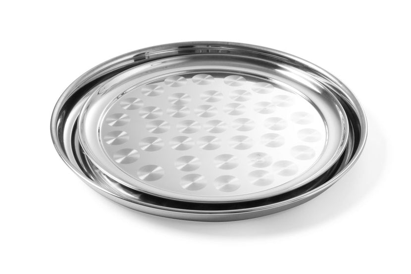 Hendi serveertray RVS geborsteld Ø400 mm – groot rond dienblad voor horeca en catering