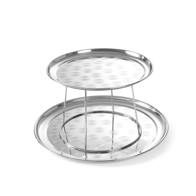 Hendi zeevruchtenplateau standaard RVS met dienbladen 300 en 400 mm – etagere voor visgerechten