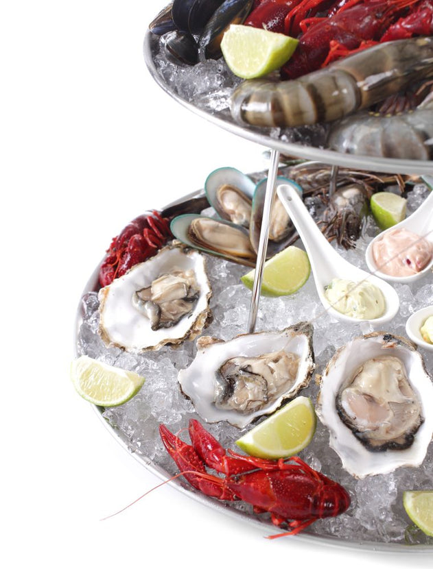 Hendi seafood standaard roestvrij staal – tweelaags plateau voor vis en zeevruchten in restaurant