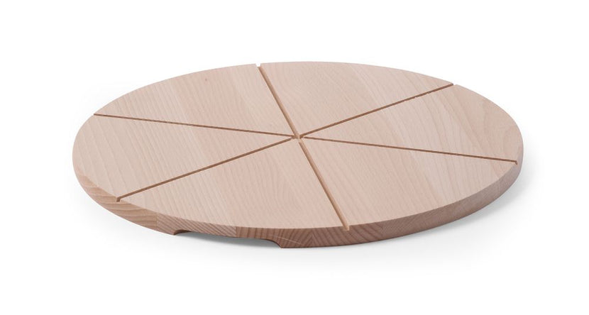 Hendi pizzaplank beukenhout Ø350 mm – houten serveerplank met greep voor pizza in de horeca