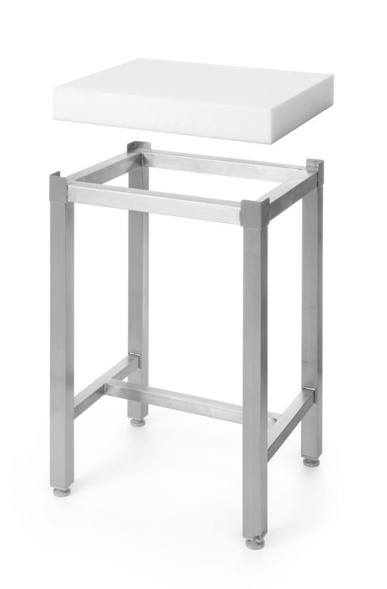 Hendi hakblok 400x500x80 mm PE op RVS onderstel – complete snijwerkplek voor slagerij en keuken