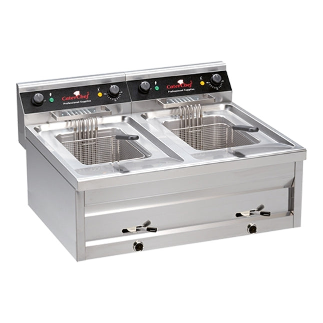 EMGA Friteuse 12 + 12 liter 2x400V – dubbele friteuse voor drukke cafetaria's