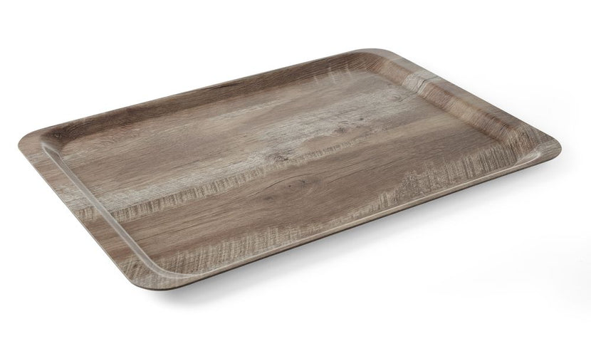 Hendi melamine dienblad donkere eikenlook 370x530 mm – slijtvaste tray voor hotel en catering
