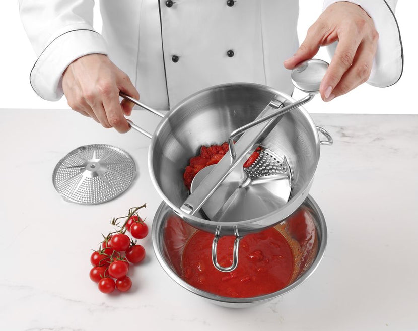 Roestvrijstalen passeerzeef Hendi 200 mm met wisselmessen – puree en coulis in de restaurantkeuken