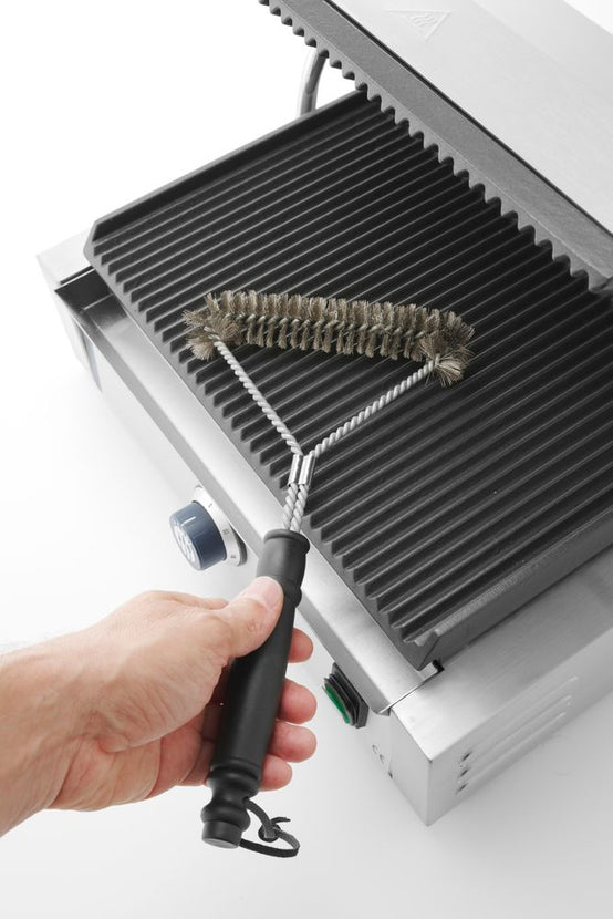 Y-vormige staalborstel Hendi 300 mm – detail van de borstelkop voor het reinigen van grillroosters
