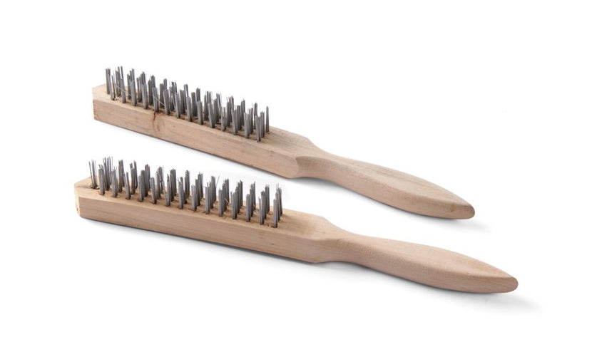 Hendi staalborstel hout met 4 rijen draad – handborstel voor grill- en ovenreiniging