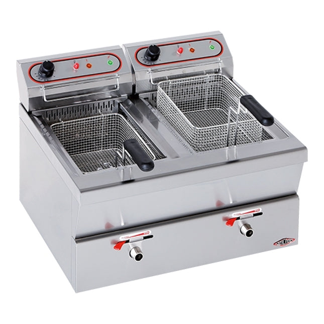 EMGA Friteuse 9 + 9 liter 2x230V – dubbele tafelfriteuse voor lunchroom en snackbar
