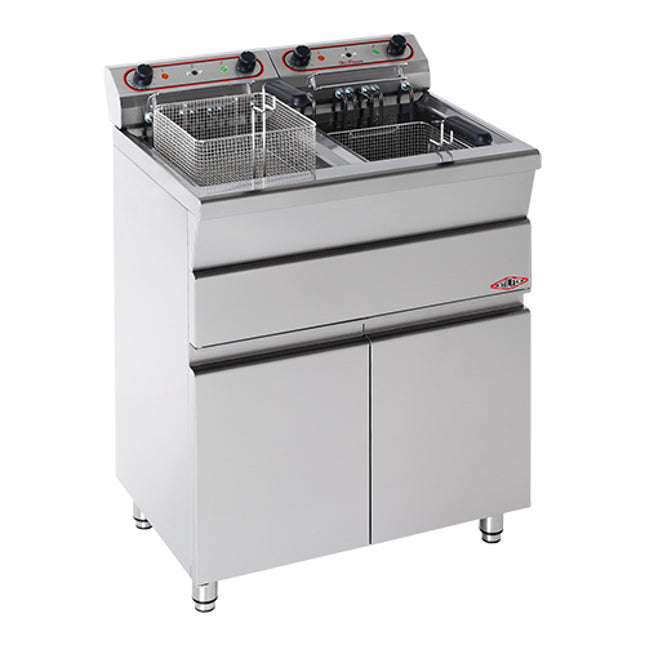 EMGA Dubbele friteuse 9 + 9 liter 230V – twee bakken voor gescheiden frituren