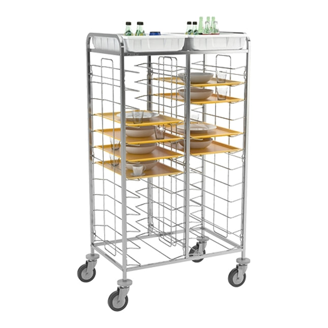 EMGA Dienblad- en regaalwagen 2x12 – dubbele wagen voor bladen in de grootkeuken