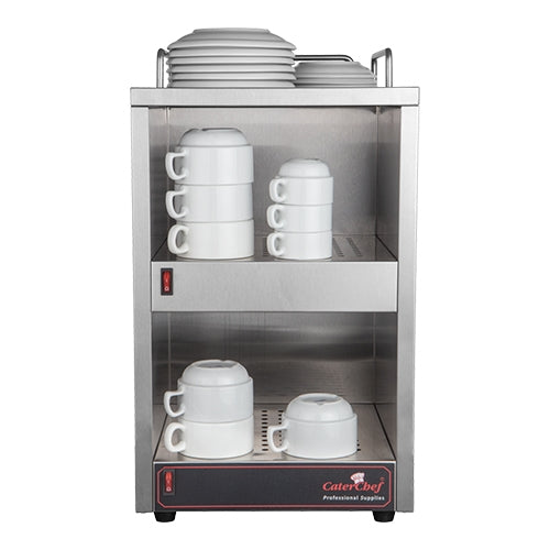 EMGA RVS koppenwarmer van opzij – verwarmde plaat voor voorverwarmde kopjes