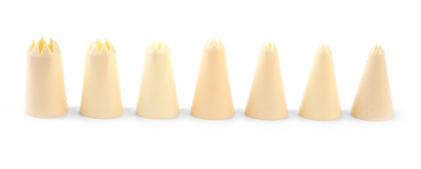 Hendi spuitmondjes PP set 7 kartel 8-20 mm – gekartelde spuitmondjes voor slagroom en crème