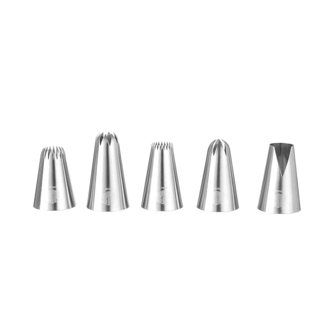 Hendi spuitmondjes RVS set 5 bloemen en blaadjes – decoratieset voor taarten en patisserie