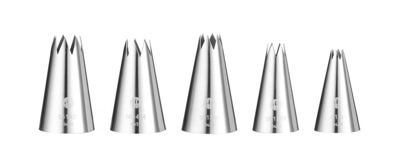 Hendi spuitmondjes RVS set 5 kartel 6-14 mm – gekartelde mondjes voor rozetten en toefjes