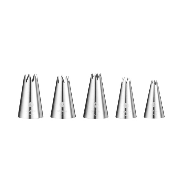 Hendi spuitmondjes RVS set 5 kartel 6-14 mm – gekartelde mondjes voor rozetten en toefjes