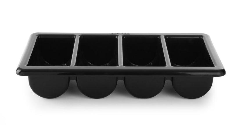 Hendi bestekbak 4 vaks zwart GN 1/1 100 mm PP – bestekcassette voor restaurant en buffet