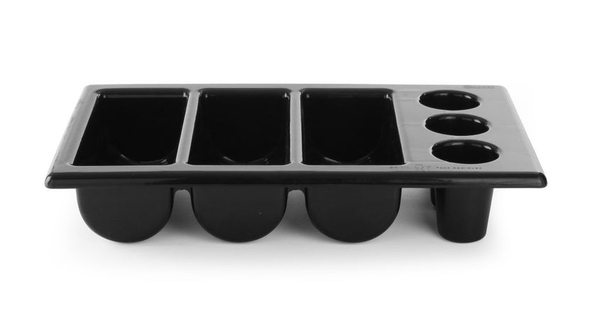 Hendi bestekbak 6 vaks zwart GN 1/1 105 mm PP – kunststof bestekbak voor horeca en catering