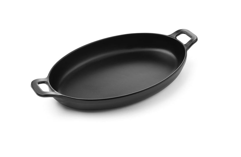Hendi pannetje ovaal Little Chef 263x140x37 mm zwart melamine – grote serveerschaal voor tapas