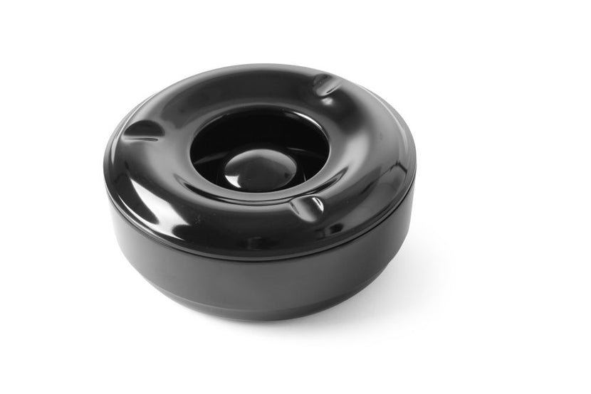 Hendi asbak winddicht rond zwart melamine 146 mm – stormasbak voor terras en horeca