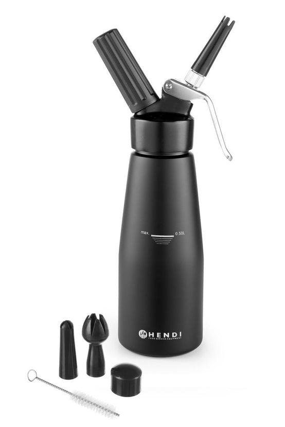 Hendi slagroomapparaat zwart 0,5 l aluminium Kitchen Line – slagroomspuit voor keuken en bar