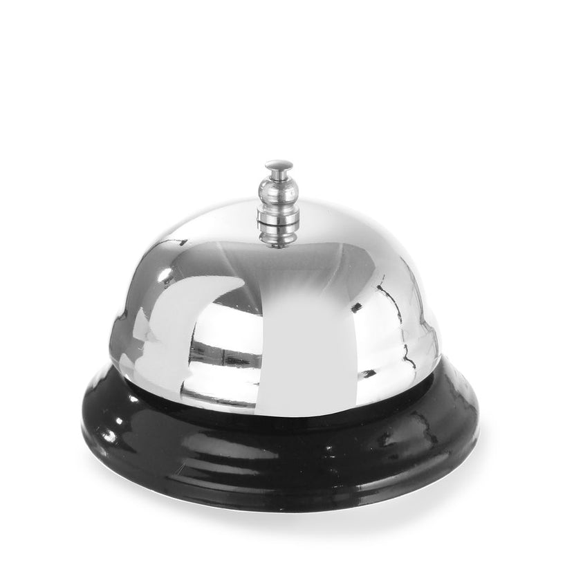 Hendi receptiebel verchroomd 85x60 mm met metalen voet – baliebel voor hotel en receptie