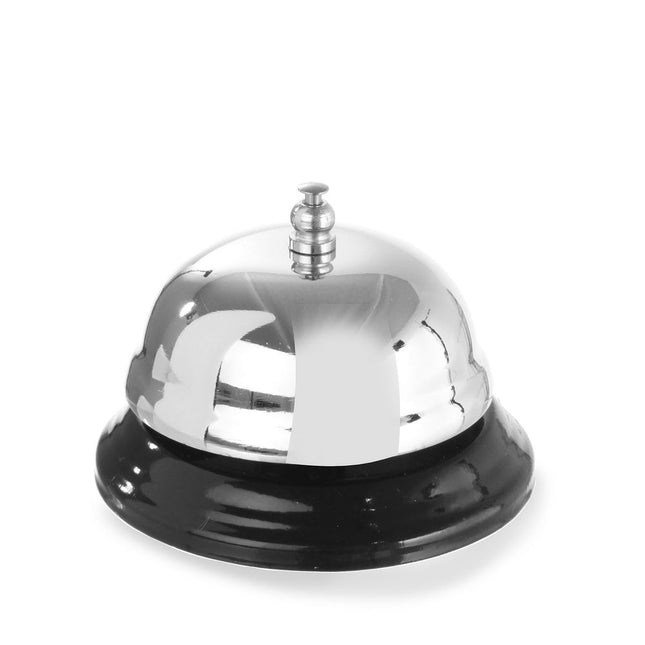 Hendi receptiebel verchroomd 85x60 mm met metalen voet – baliebel voor hotel en receptie