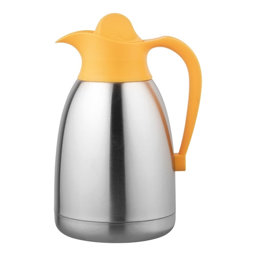 EMGA isoleerkan 1,5 liter geel – opvallende thermoskan voor decafé of thee in restaurant en hotel