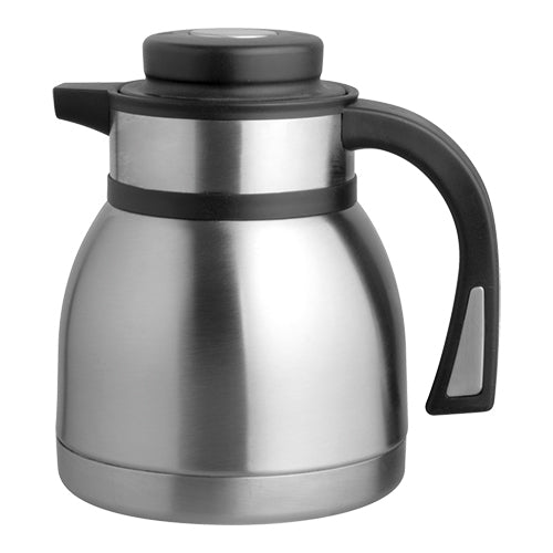 EMGA isoleerkan 1 liter zwart met drukknop – eenhandig schenken tijdens de koffieservice