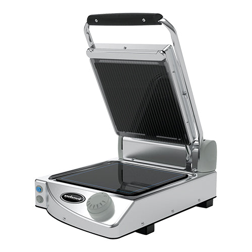 EMGA contactgrill Ceram-I P010PR – enkele grill met geribbelde keramische platen voor vlees en groenten