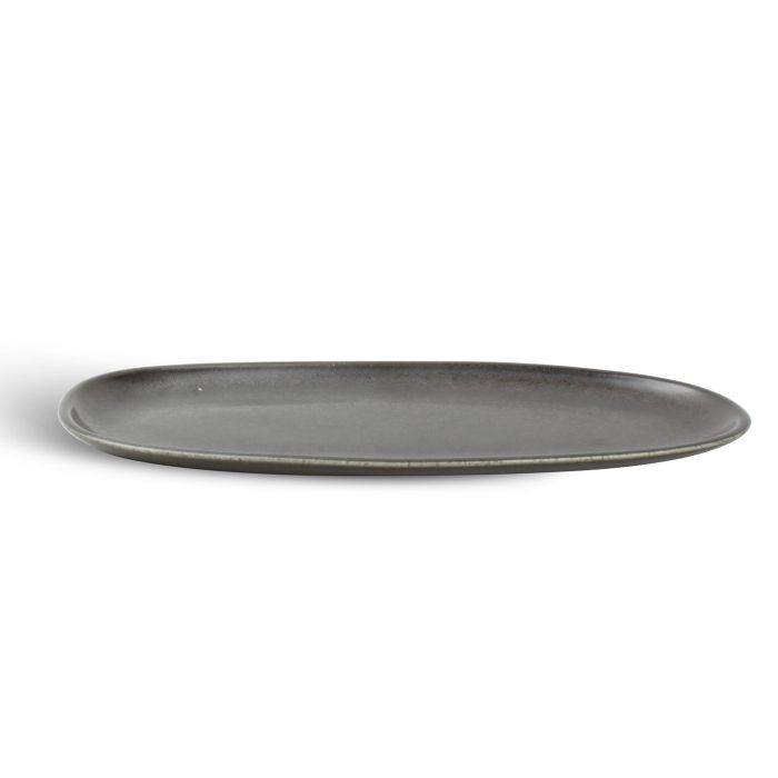 F2D Ceres plat bord 34x14,5 cm zwart – detail langwerpig serveerbord voor restaurant en bar