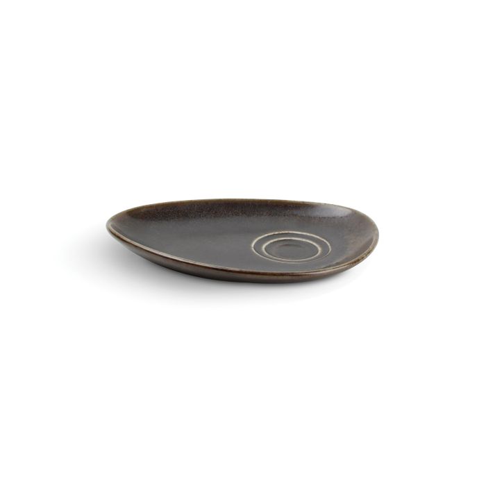 F2D Ceres schotel 20x13 cm zwart – zijaanzicht porseleinen schotel voor koffie en gebak