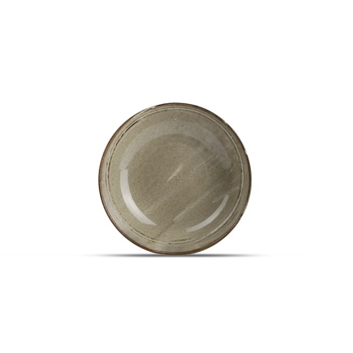 F2D Ceres diep bord 22xH6 cm grijs – sfeerbeeld grijs porselein op restauranttafel