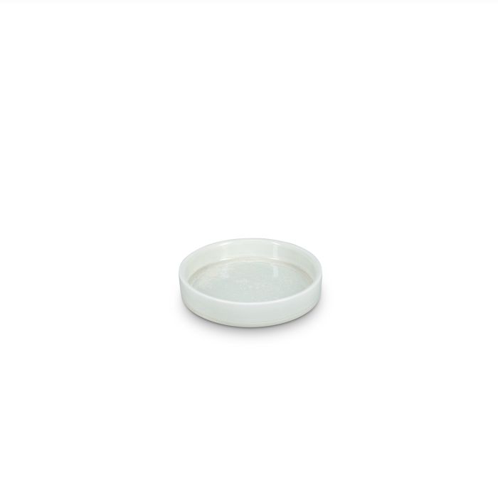F2D Ceres plat bord 13,5xH3 cm frost white – detail van de gebroken witte glazuurlaag